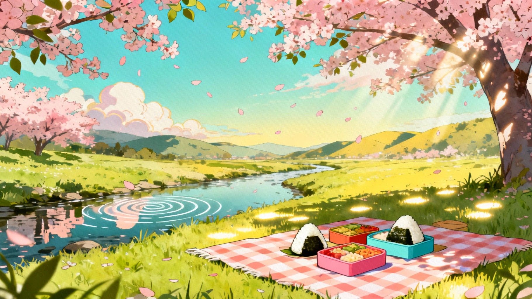 1820x1024 Download Anime Picnic Paradise Image