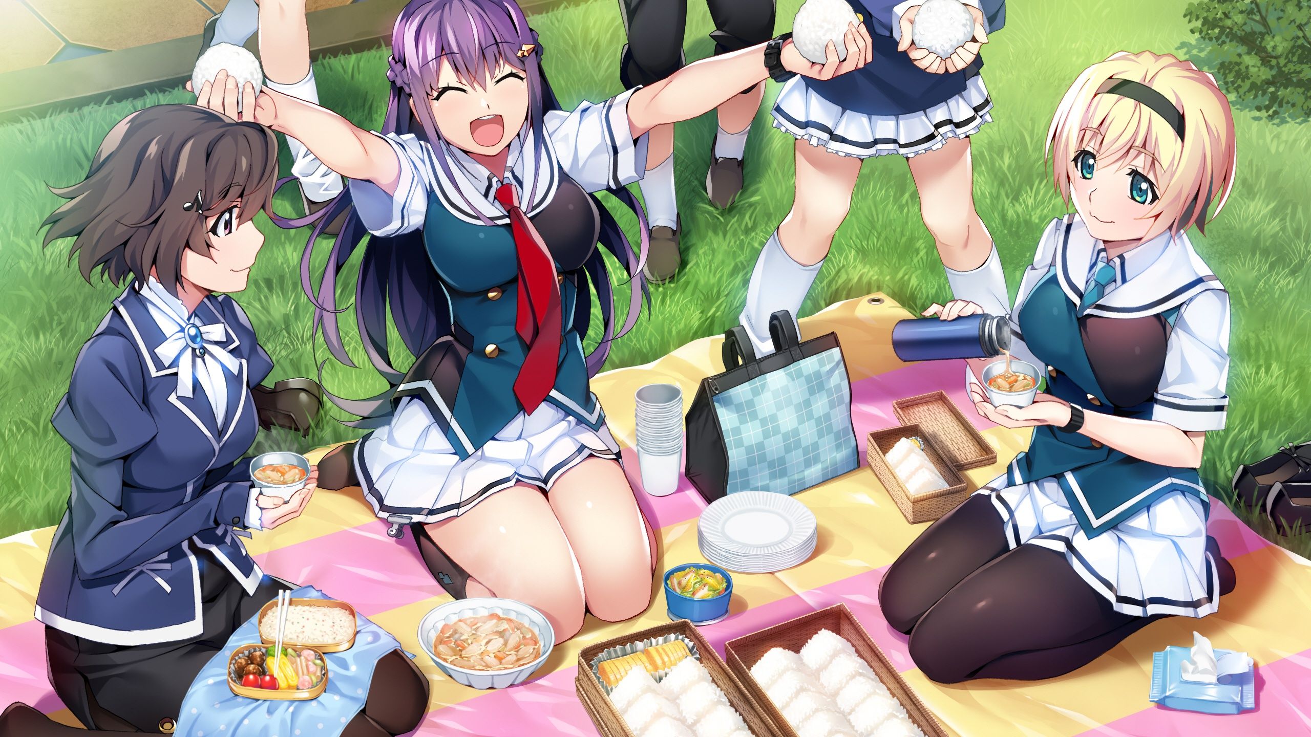 2560x1440 Free girl, art, picnic 2K wallpaper for desktop and phone