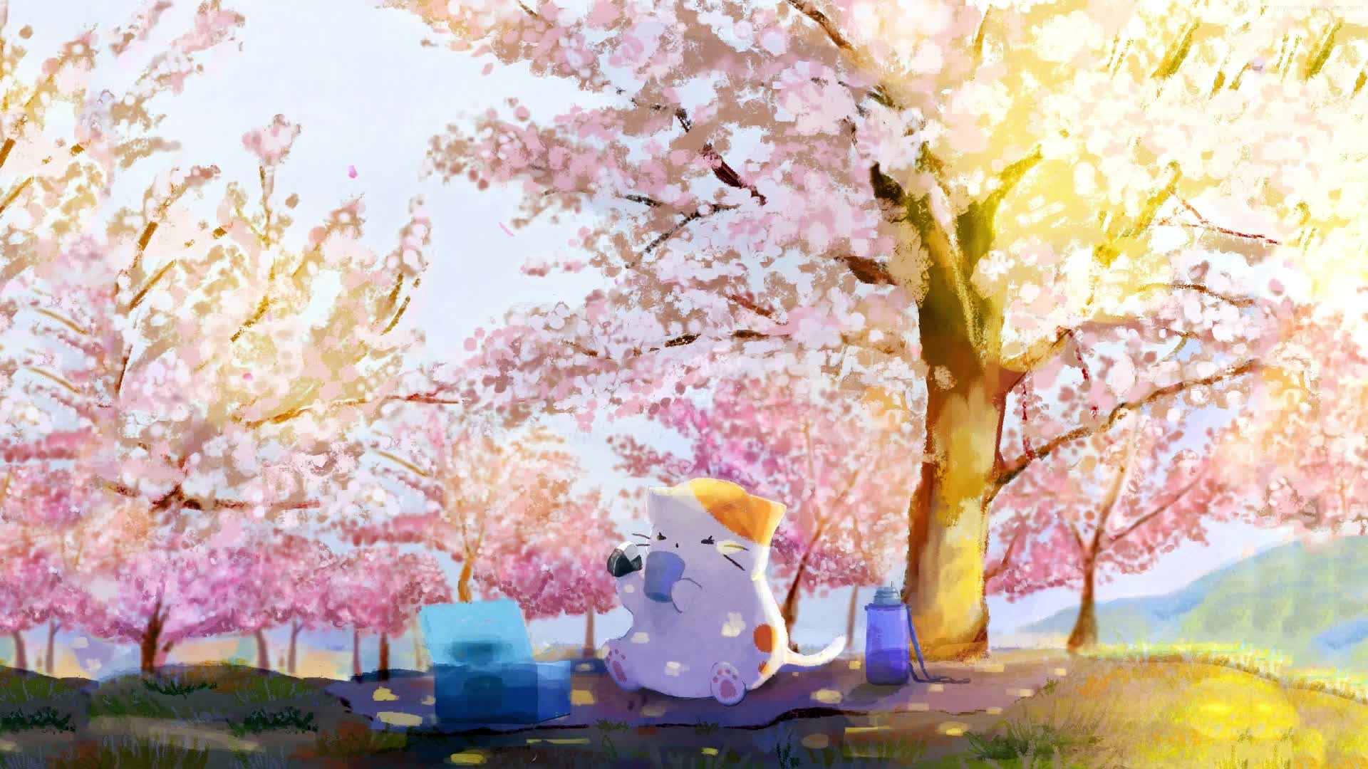 1920x1080 PC Animated Cute Picnic Cat Live Wallpaper