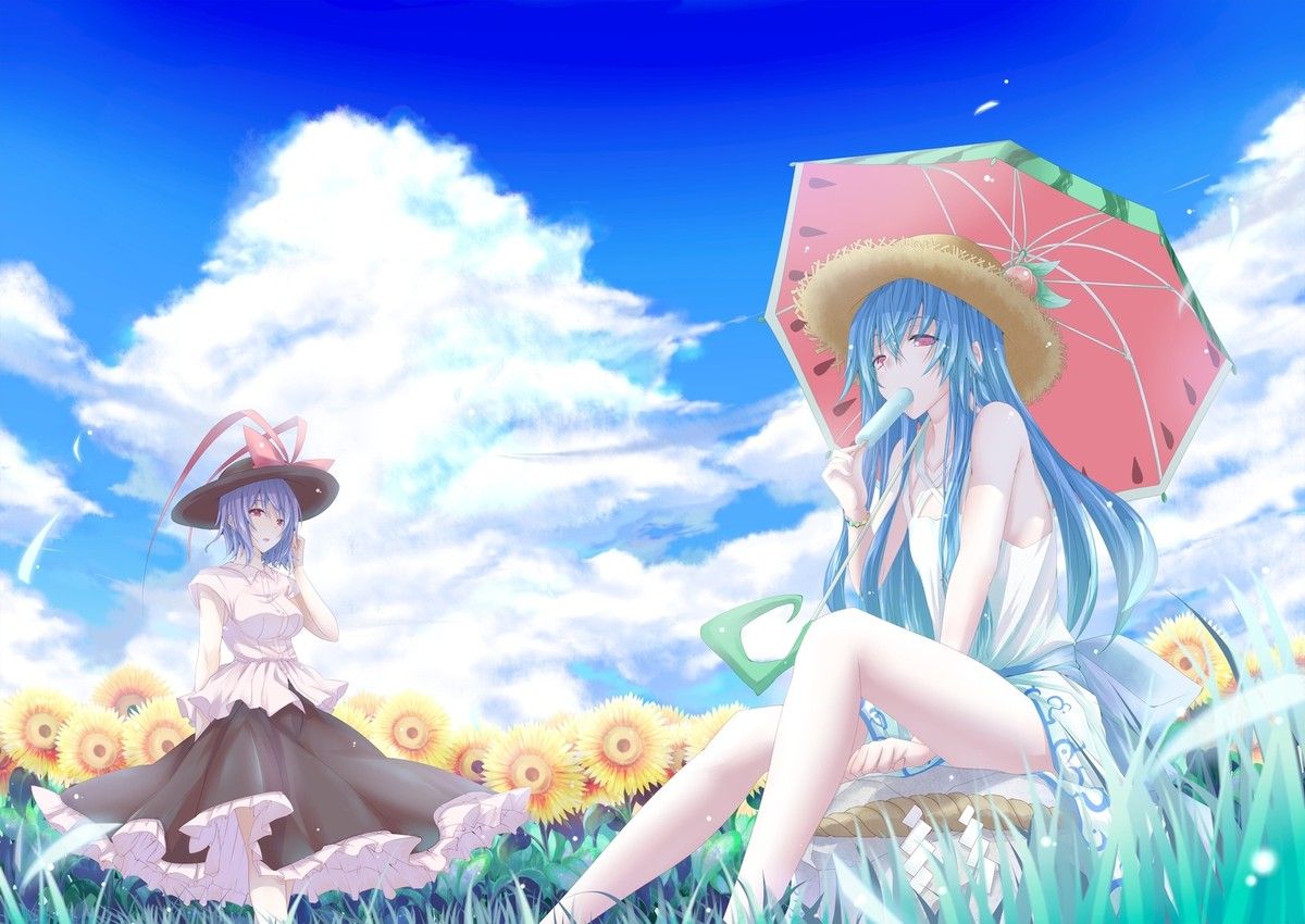 1200x850 Anime nagae iku popsicle food sweets girls eating plants Custom Gaming Mat Desk