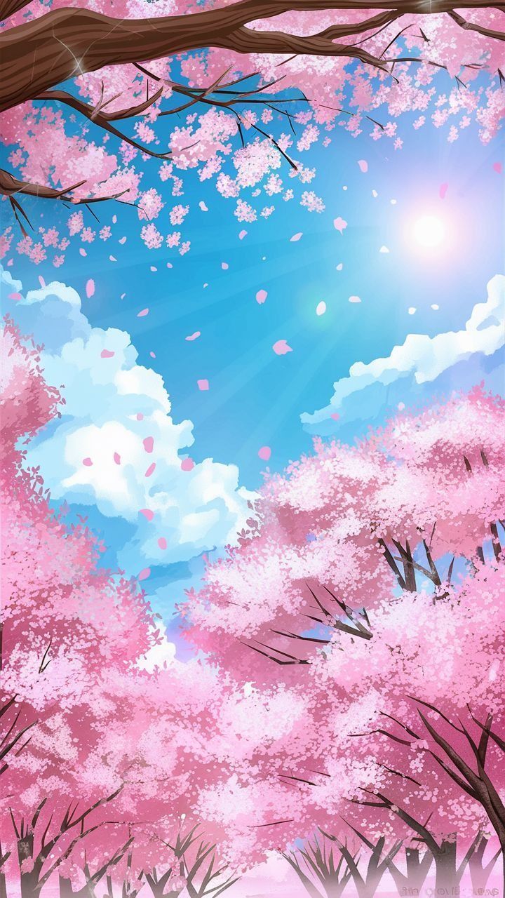 720x1280 Cherry Blossom Forest Anime Wallpaper