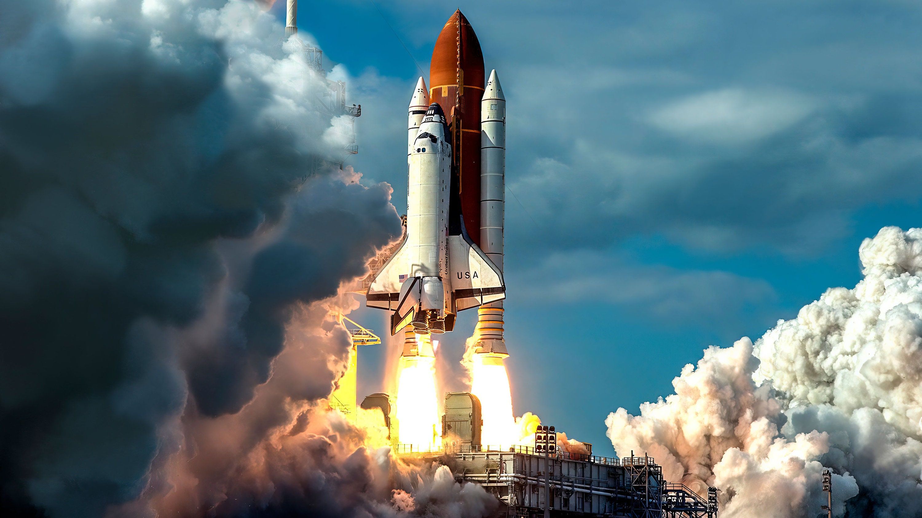 3000x1688 Space Shuttle Launch Wallpaper Mural. Kid's Room Wall Decor, Space Theme Decor, Rocket Launch Mural. Peel and Stick Wallpaper