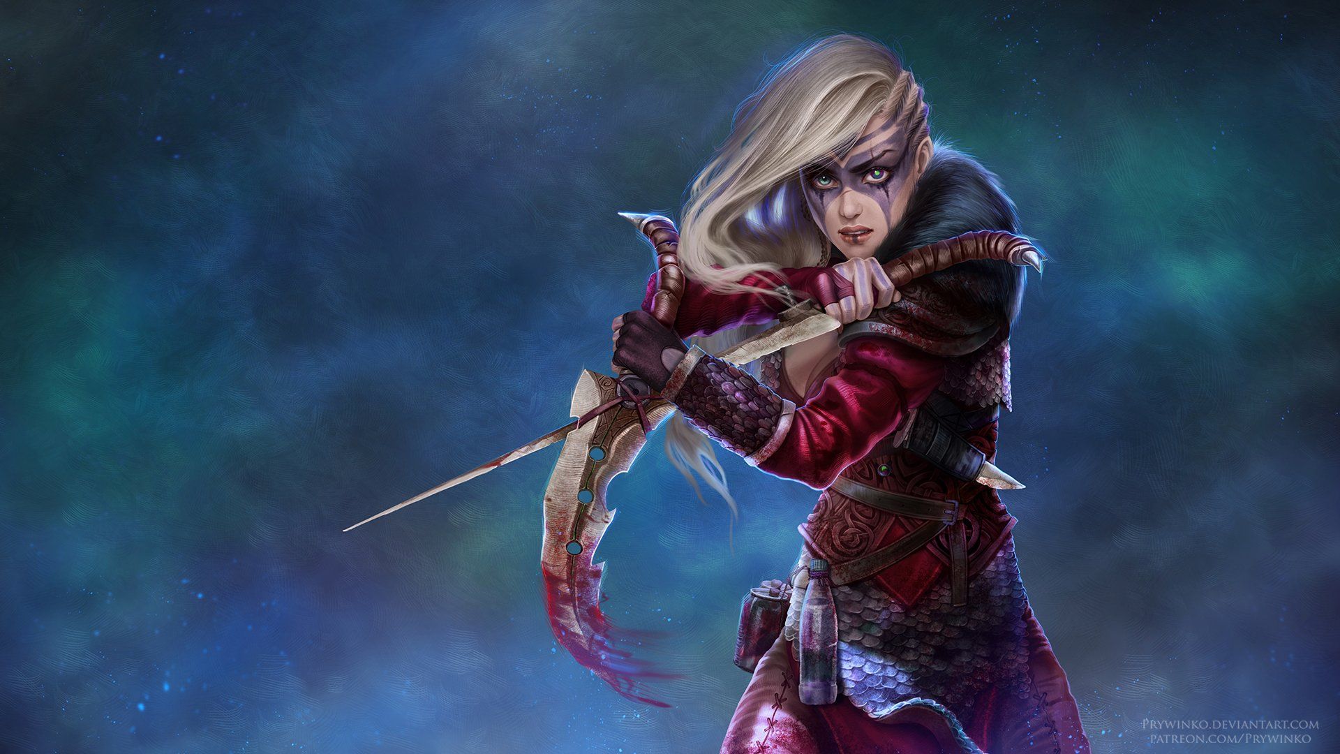 1920x1080 Warrior Woman with Heterochromia Fantasy HD Wallpaper