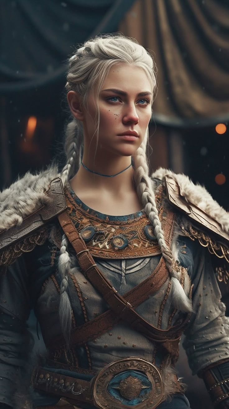 736x1313 Female Viking Warrior. Beautiful Viking Woman. AI Generated Art