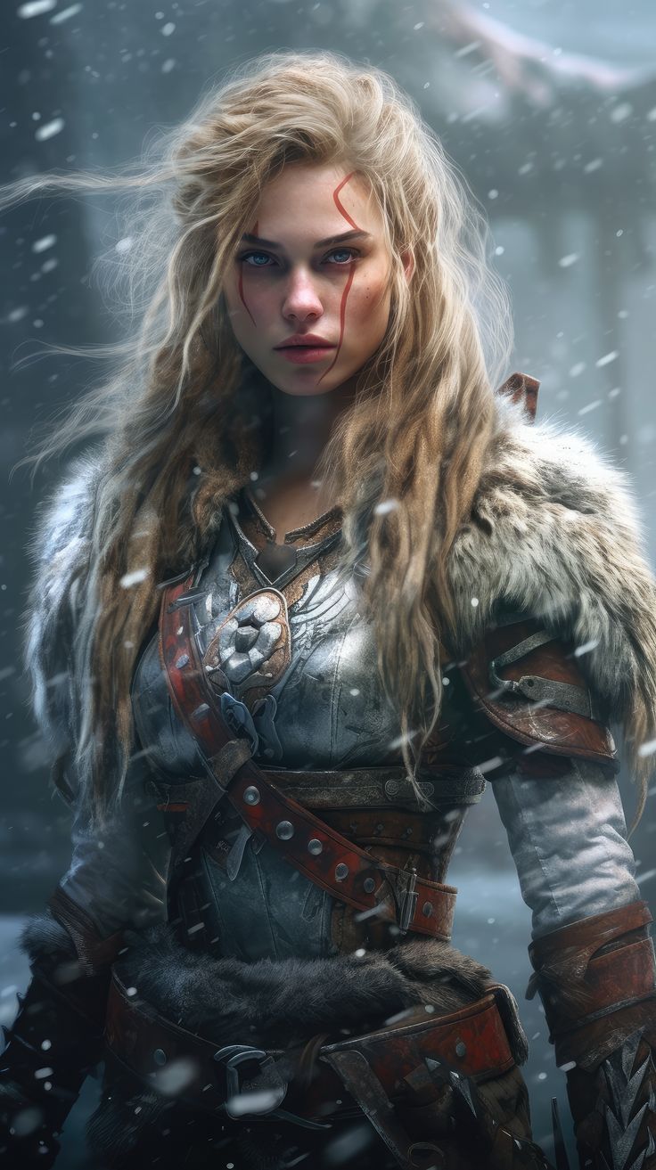 736x1313 Female Viking Warrior. Beautiful Viking Woman. AI Generated Art
