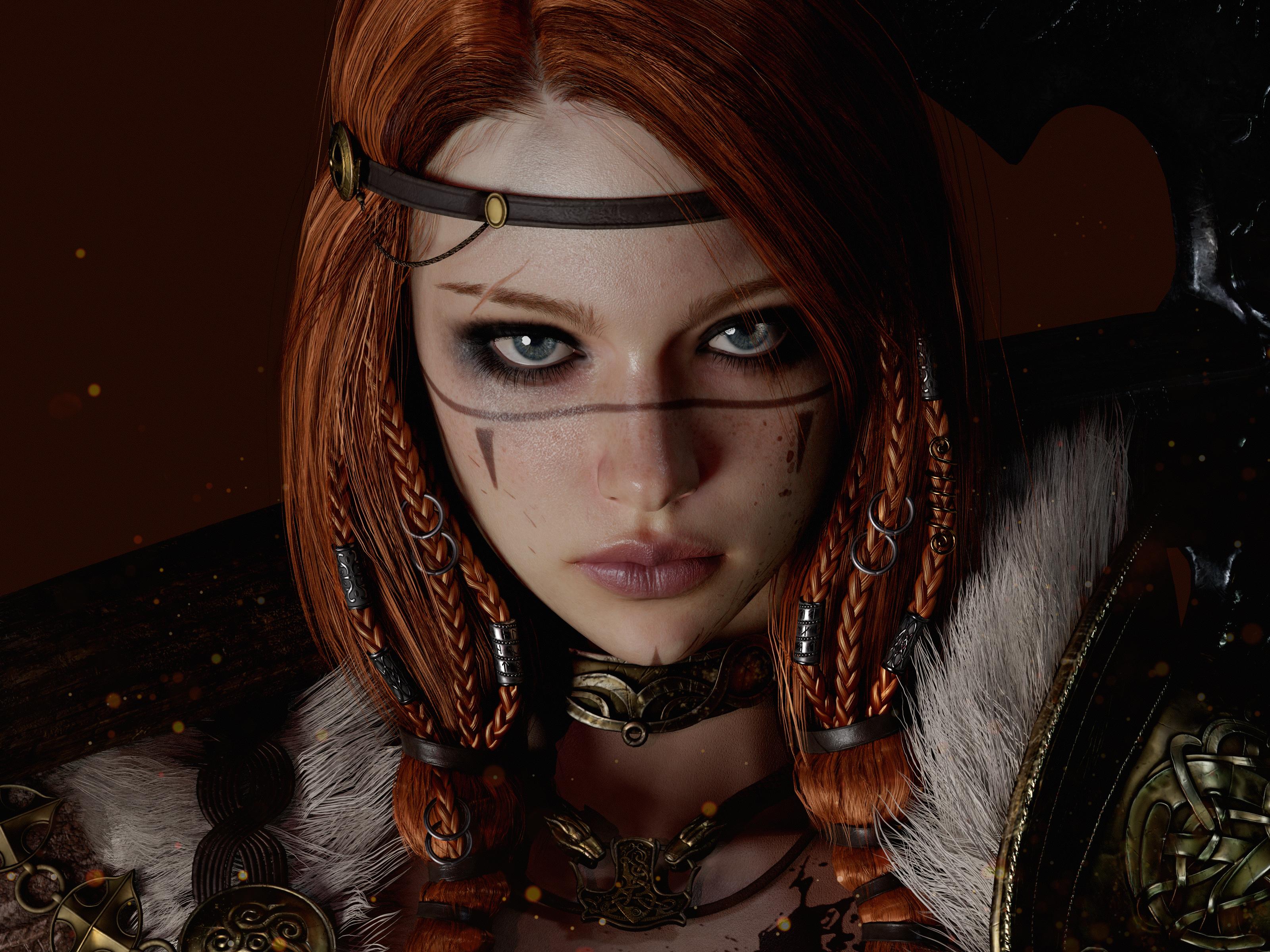 3200x2400 Female Viking Character