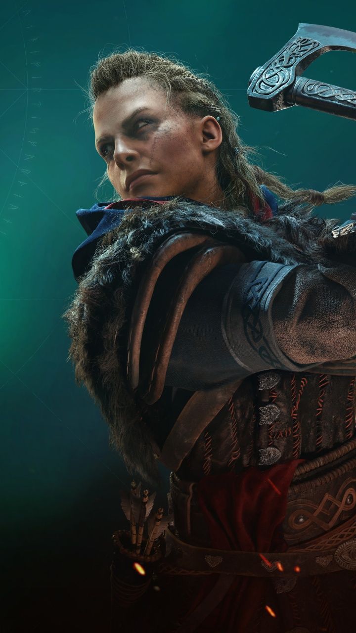 720x1280 Female Eivor Wallpaper 4K, Viking raider