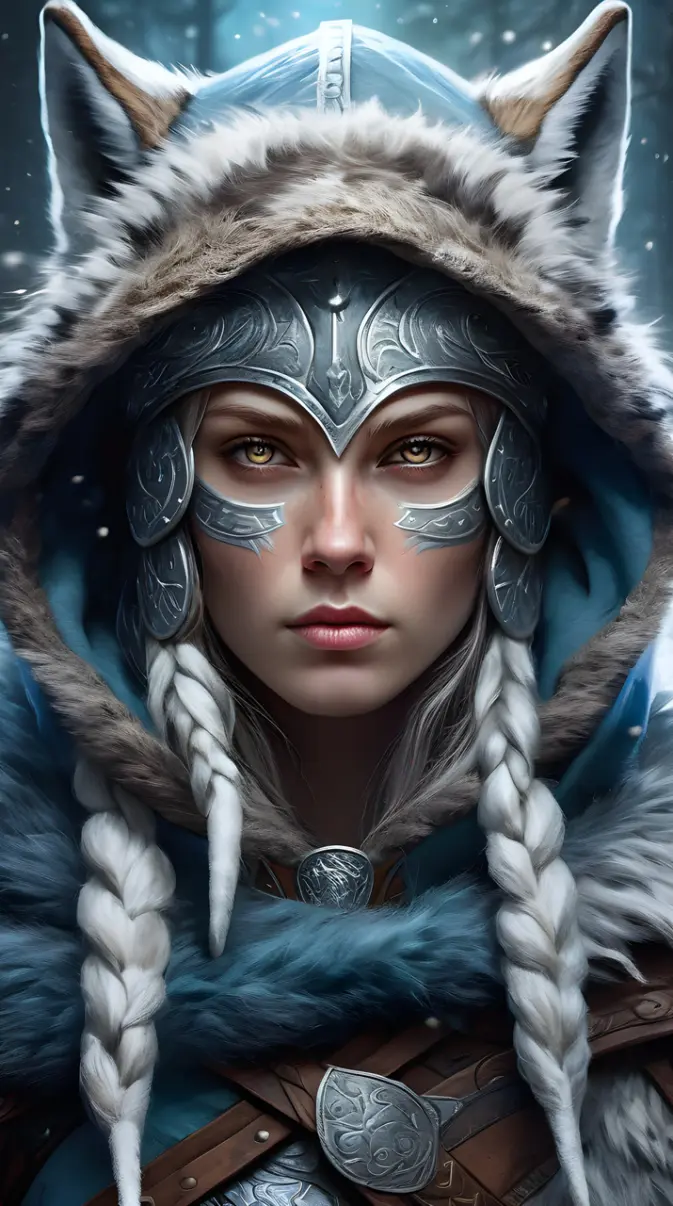 673x1206 Viking Wolf Woman wallpaper