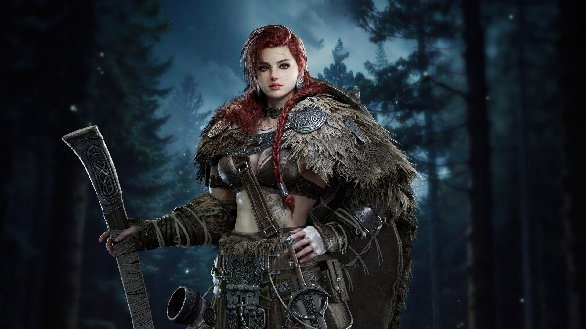1920x1080 Viking Girl CGI Red Hair Wallpaper 4K HD PC d