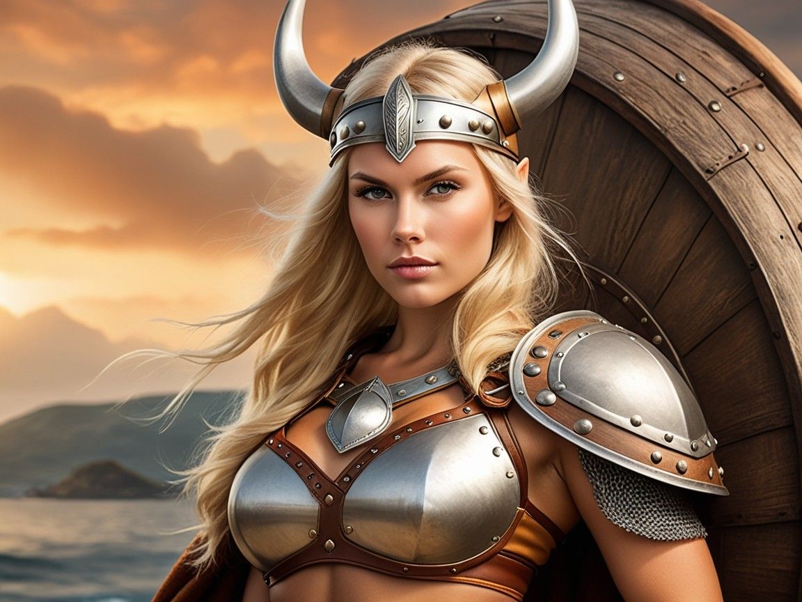 1152x864 Warrior Woman in Silver Armor by Sunset Shore. Deep Dream Generator