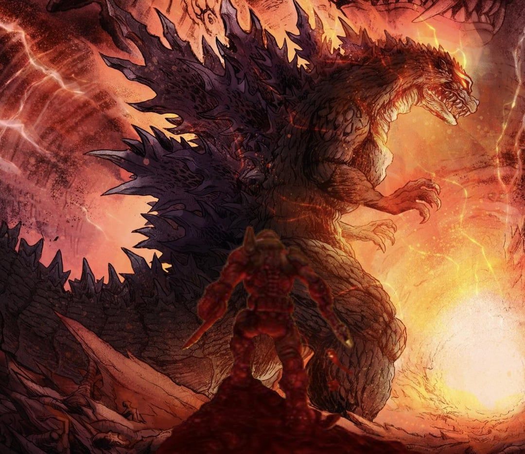 1080x935 Doomguy vs GodzillaIn Hell