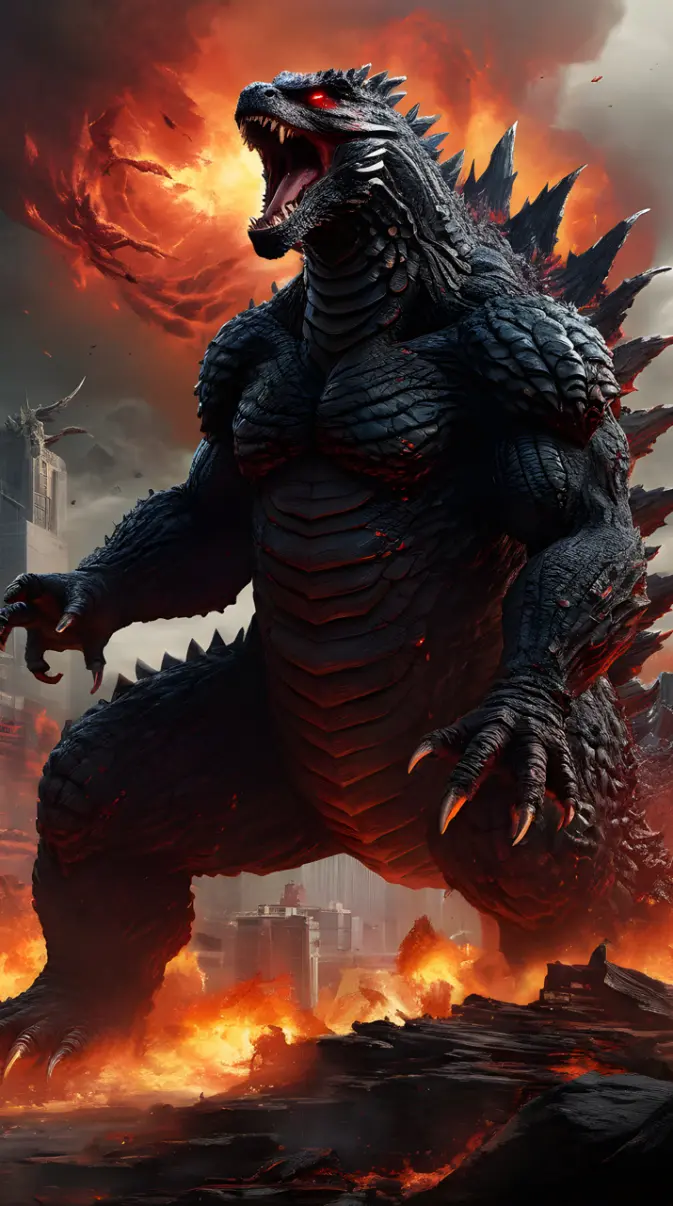 673x1206 hell spawn Godzilla wallpaper