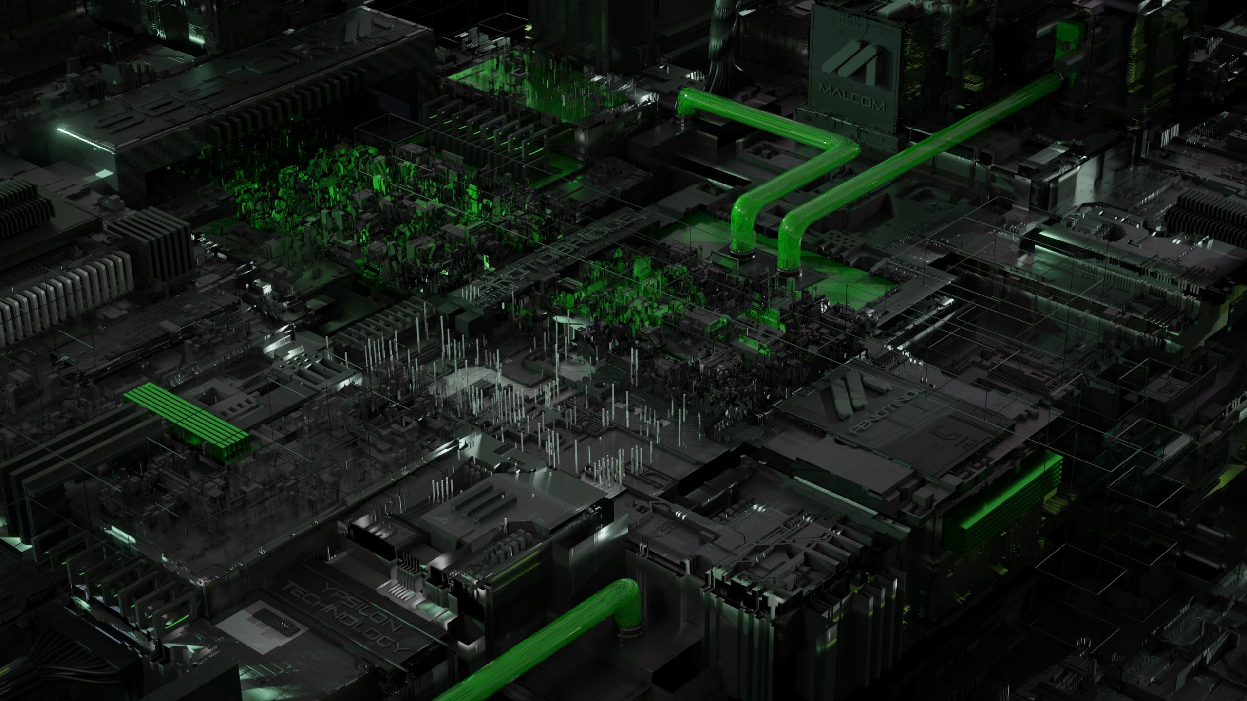 2560x1440 Download wallpaper 2560x1440 circuit, processor, chip, acid widescreen 16:9 HD background