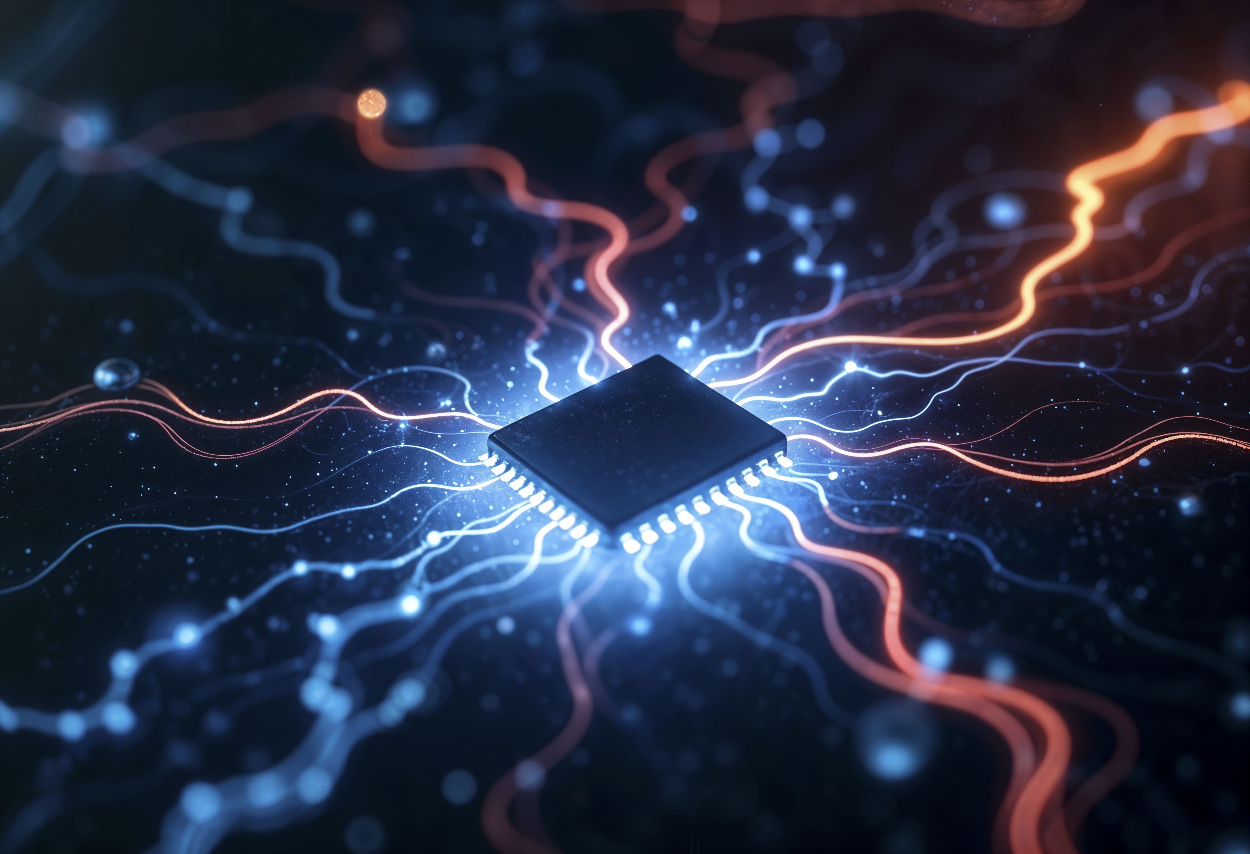 4096x2800 4K Tech Core: Electric Microchip Wallpaperx2800