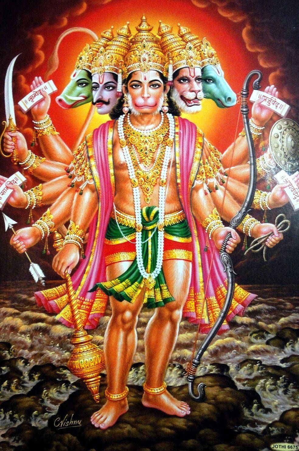 983x1480 Download Panchmukhi Hanuman In Sea Rock Wallpaper