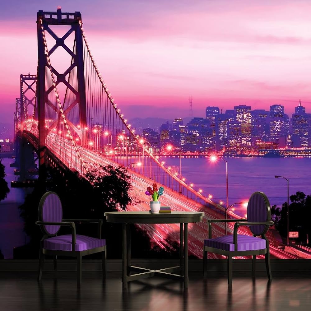 1000x1000 Pink Golden Gate Bridge San Francisco City Wallpaper Mural XXXL X 254cm (WxH) Multi Colour : Amazon.se: Tools & Home Improvement