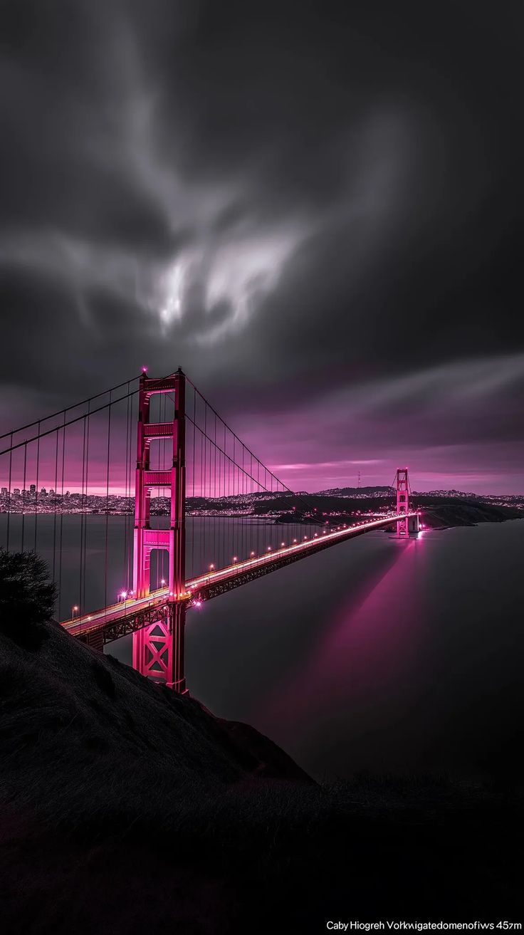 736x1313 Pink city aesthetic wallpaper landscape. Wallpaper pink and purple aesthetic, Golden gate bridge wallpaper, iPhone