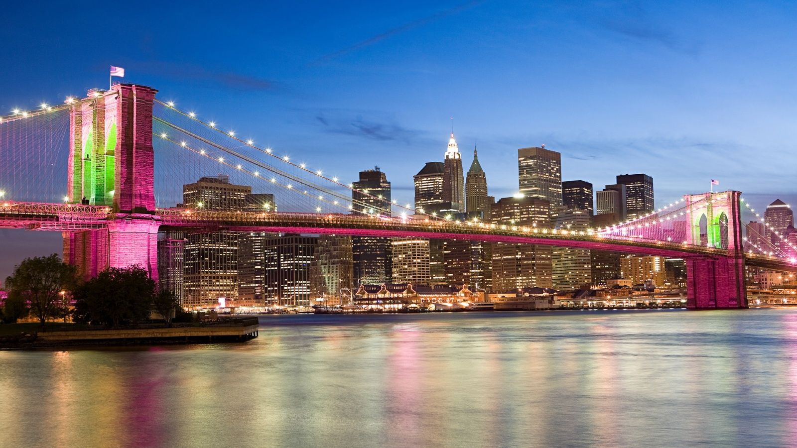 1600x900 Brooklyn Bridge In Pink, New York 4K UHD Wallpaper for UltraHD Desktop and TV : Widescreen and UltraWide Display : Smartphone and Tablet Devices