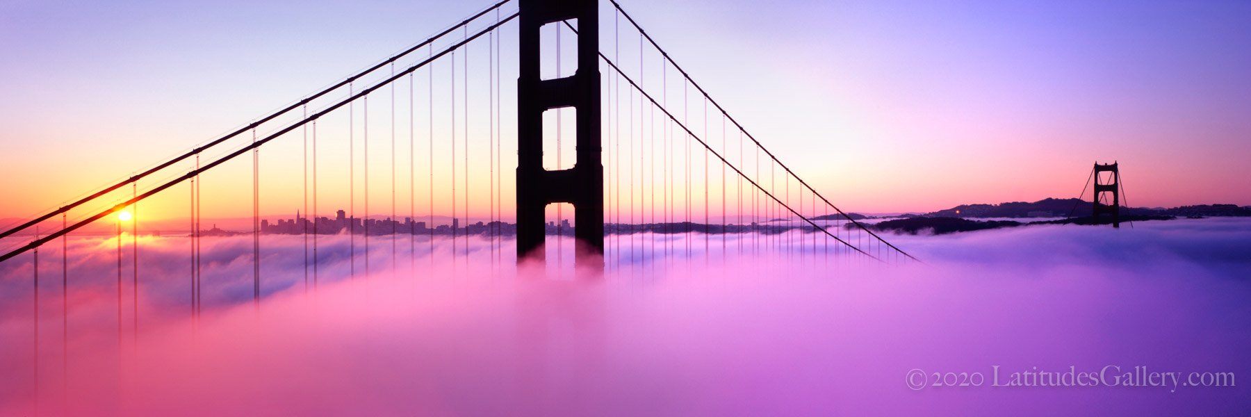 1800x600 Golden Gate at Dawn Panoramic. San Francisco, CA x 10 / WRAPPED CANVAS Print