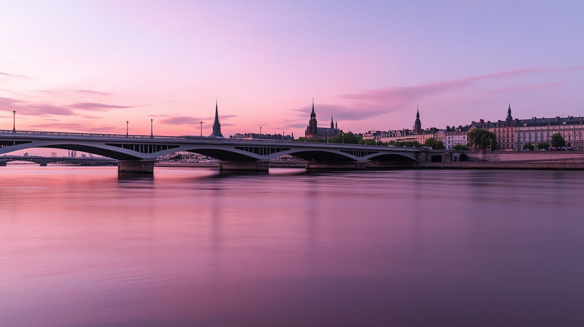 1200x673 Twilight River Bridge Mural Wallpaper