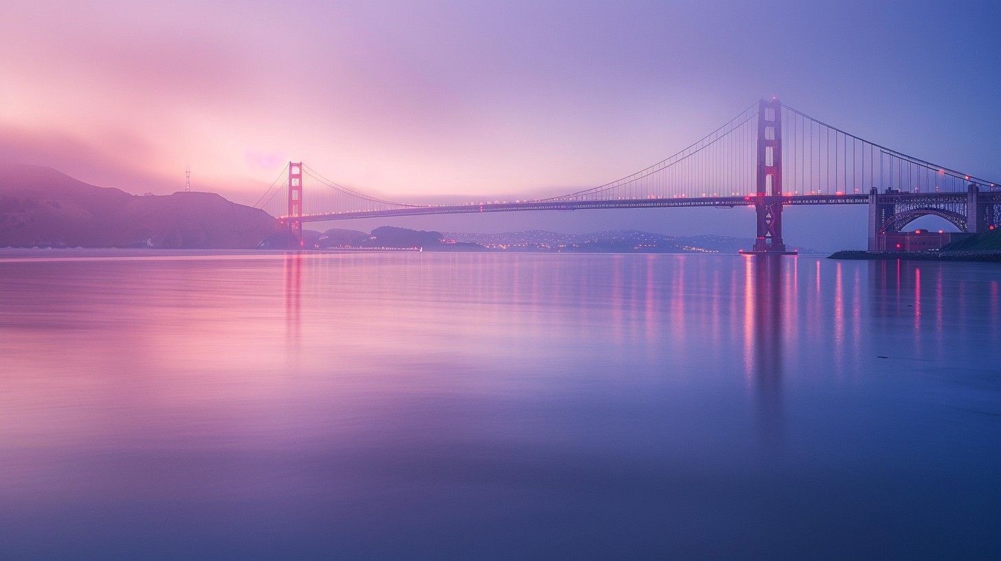 1456x816 Download Sunset Bridge View Image, Bridge, Pink