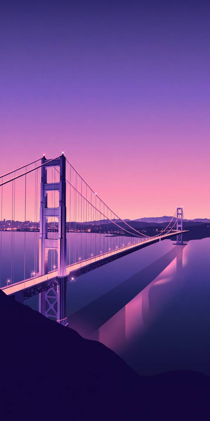 720x1440 Purple Golden Gate Wallpaper