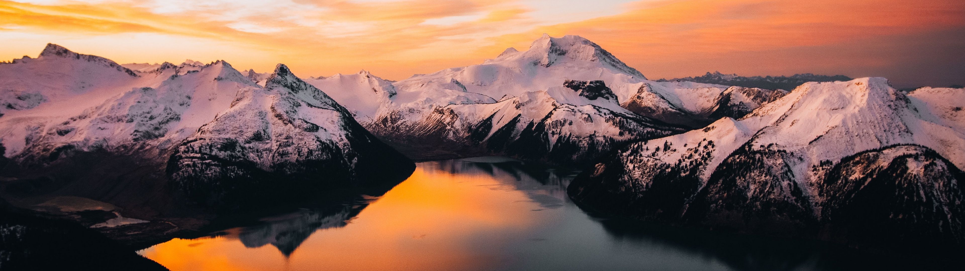 3840x1080 Panorama Ridge Wallpaper 4K, Garibaldi Lake, Canada, Sunset