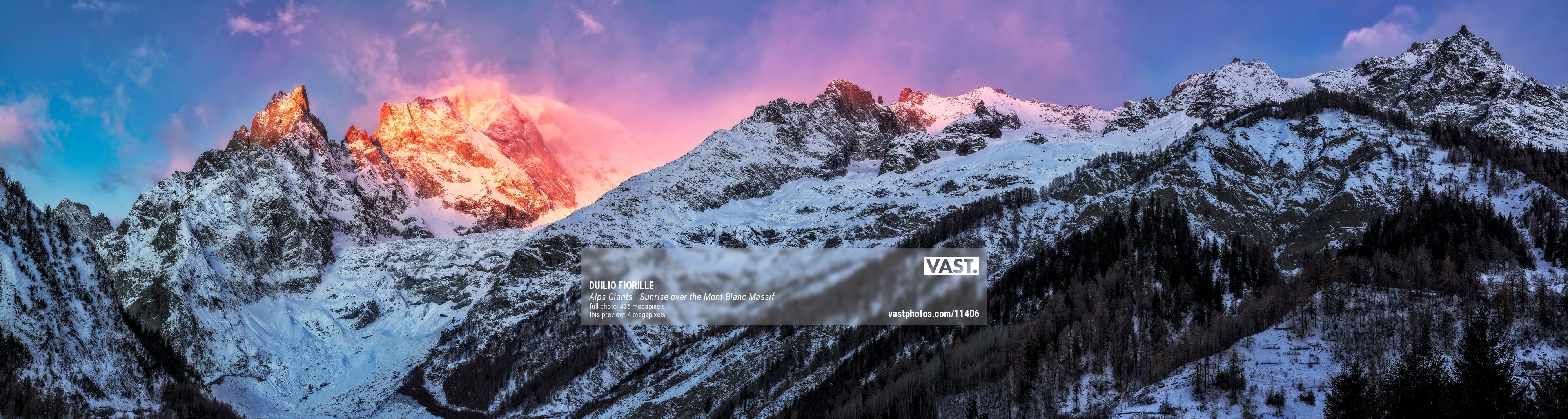 4000x1069 Mont Blanc sunrise panoramas