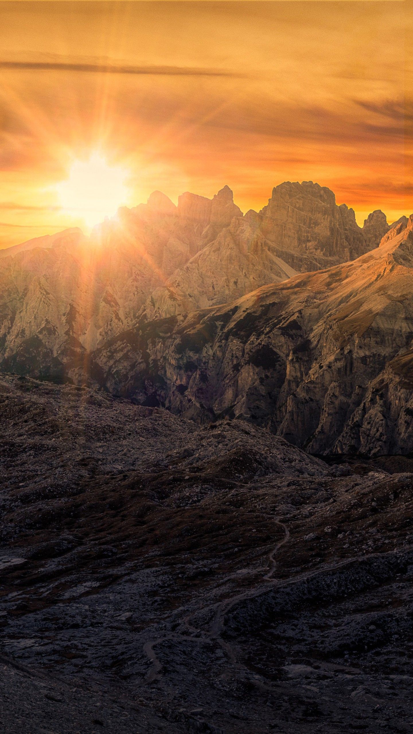 1440x2560 Dolomites Mountain Panorama Rock During Sunset 4K 5K HD Nature Wallpaper