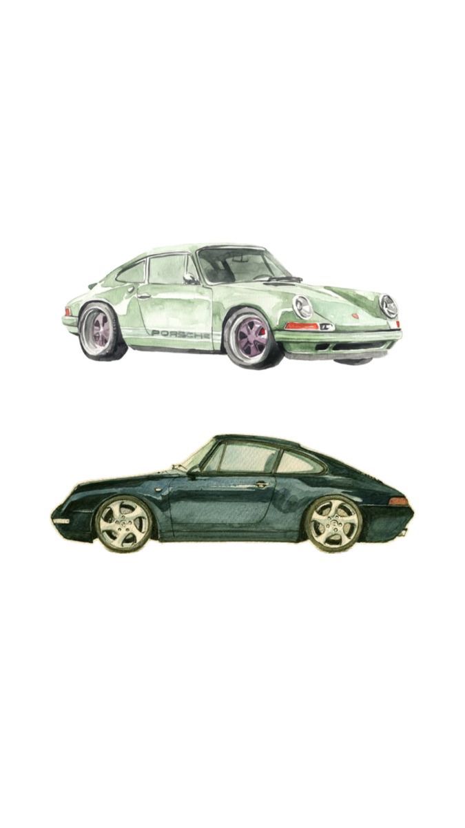 675x1200 Wallpaper cars for iphone. Porsche car aesthetic painting, Watercolor car wallpaper, Green prints