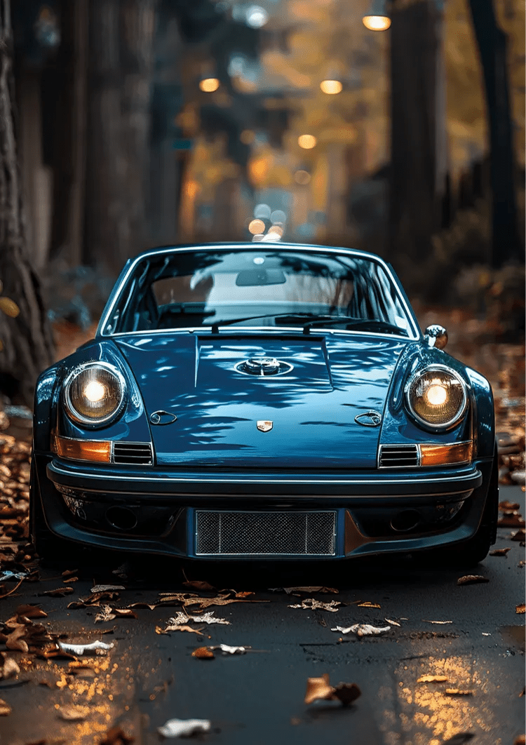 750x1062 Blue Vintage Porsche 911 Painting