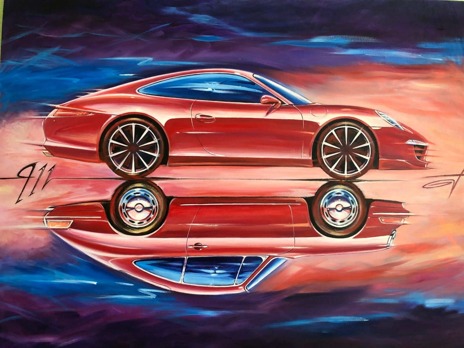 1600x1200 PORSCHE ART CANVAS OIL PAINTING