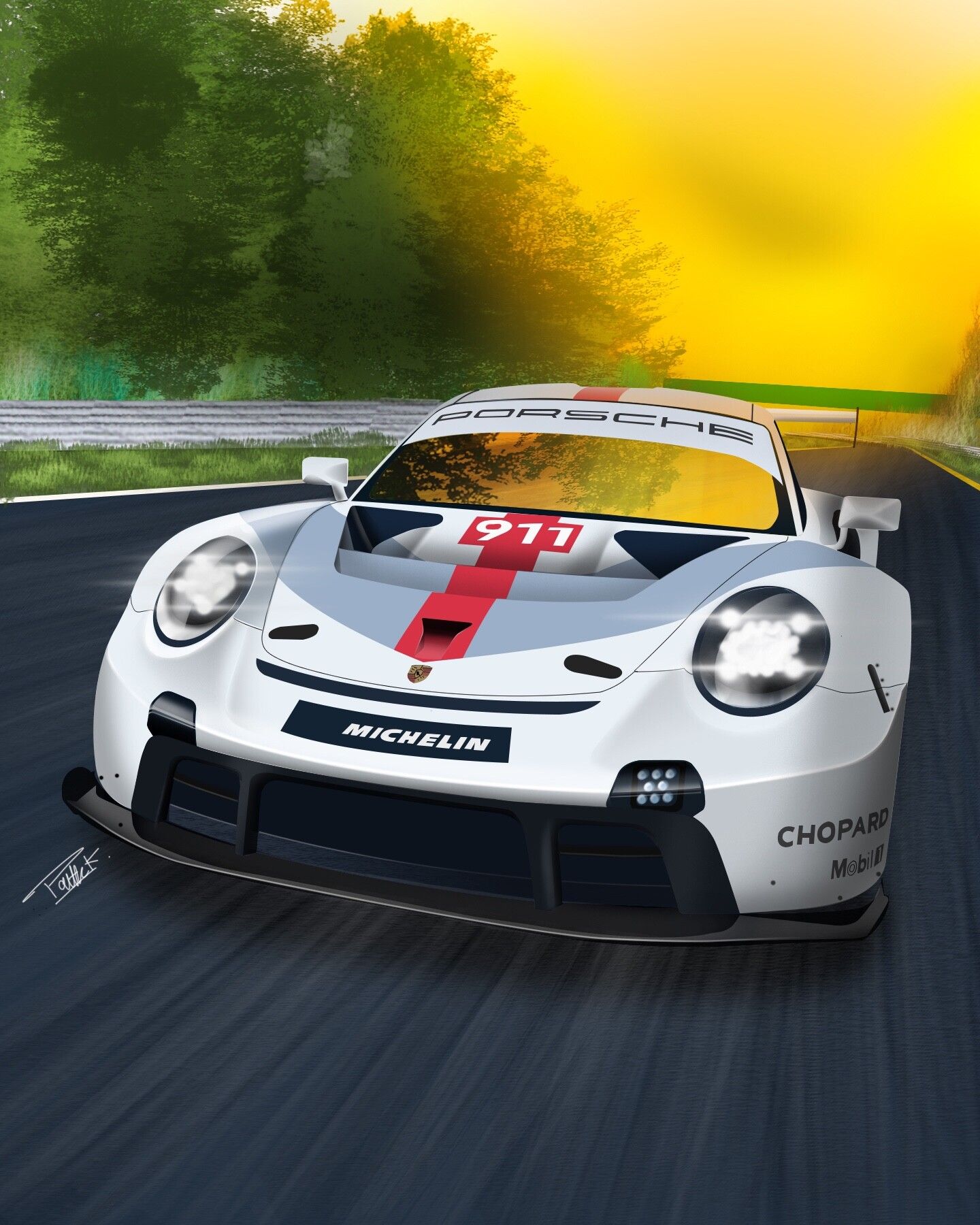 1440x1800 Porsche 911 RSR 19' Photohop Painting