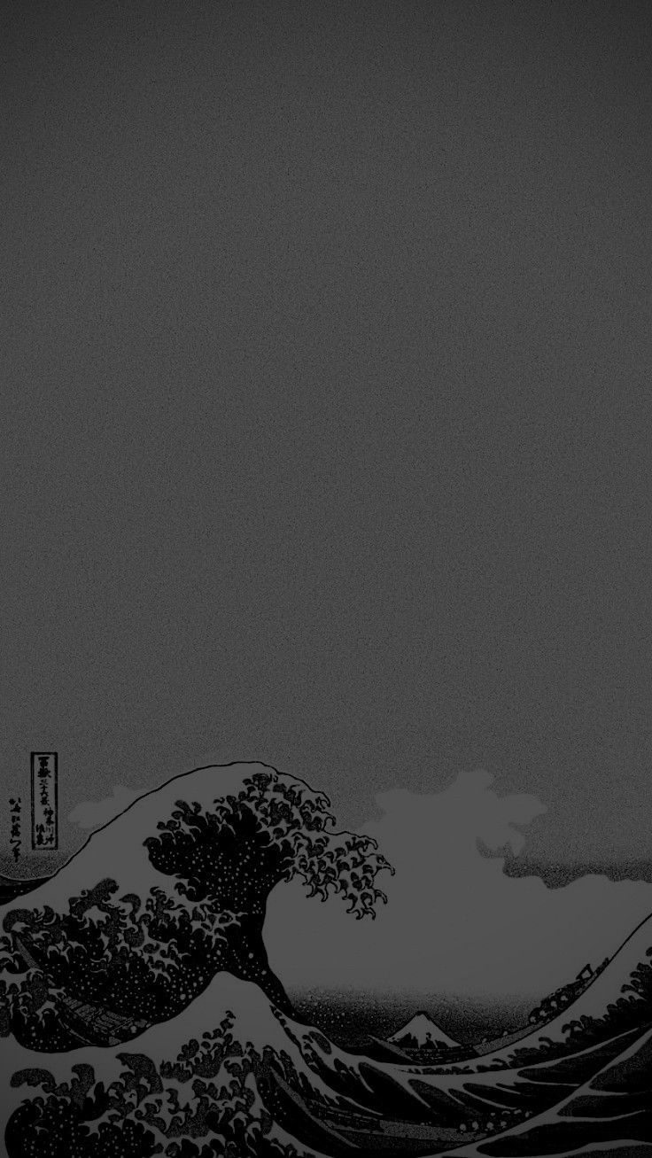 736x1307 Wallpaper black and white waves