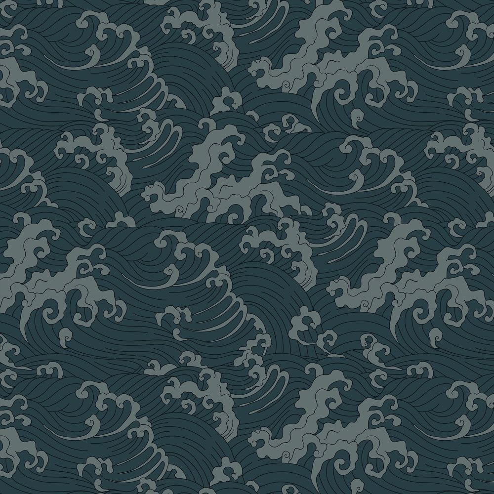 1000x1000 Ocean Spray (Japanese Wave) Wallpaper