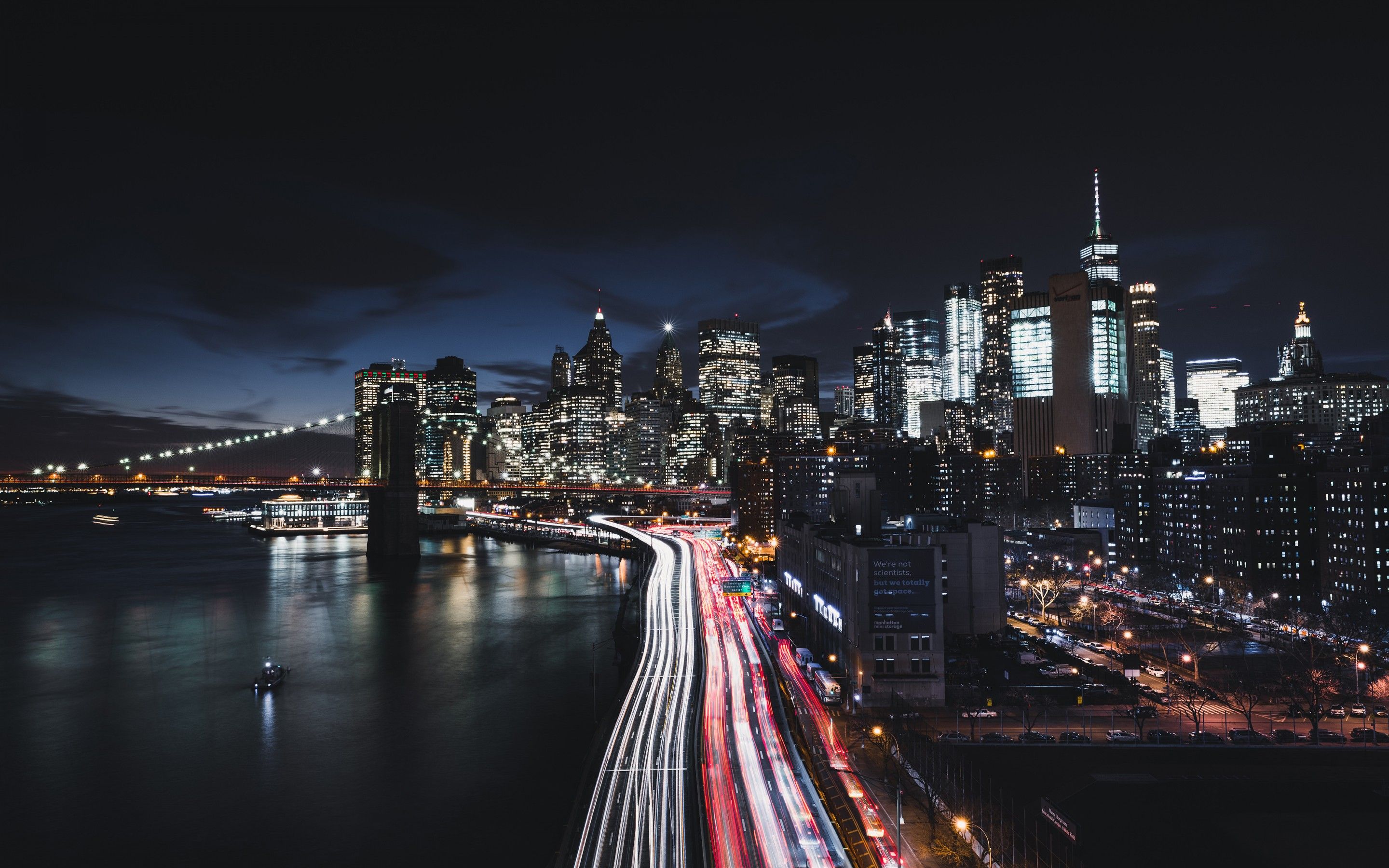 2880x1800 Manhattan New York City Night Cityscape 4K 8K Wallpaper