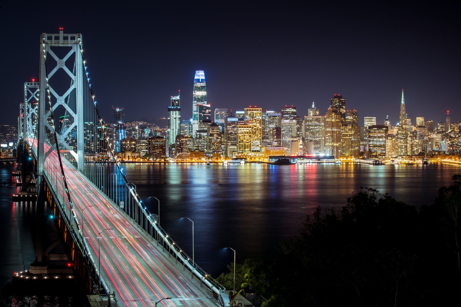 1920x1280 Bay Bridge at Night