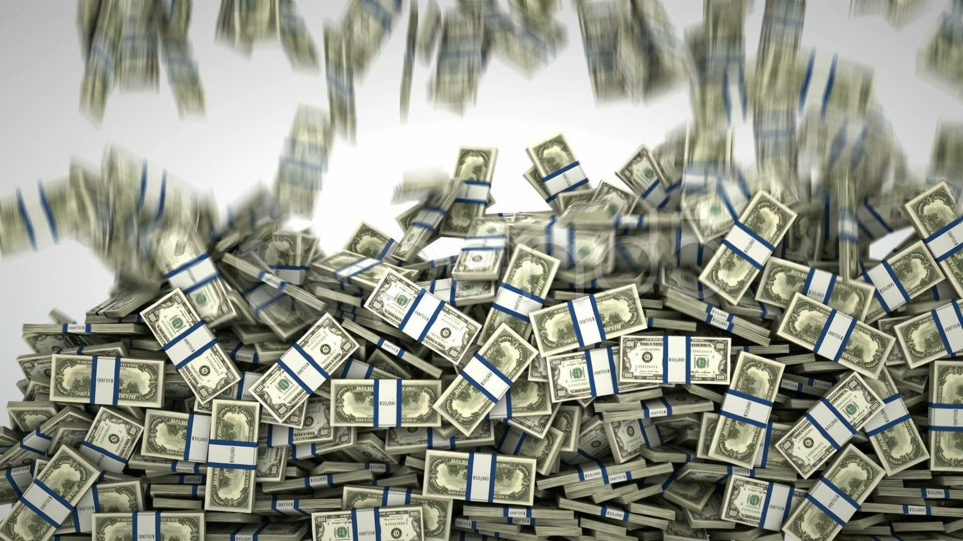 1920x1080 Dollar Bundles With Shallow Background Of Falling Currencies HD Money Wallpaper
