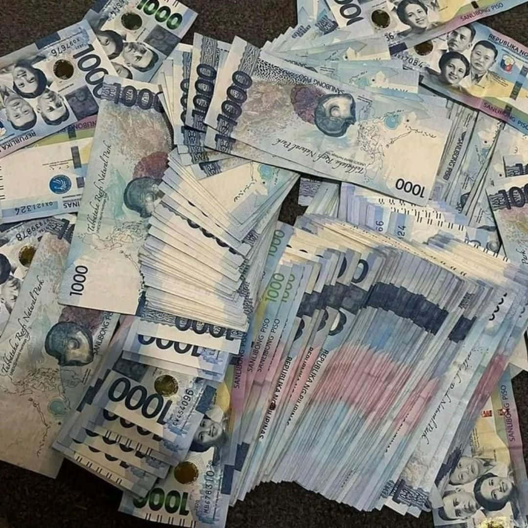 1080x1080 Download Pilesof Philippine Pesos Currency Wallpaper