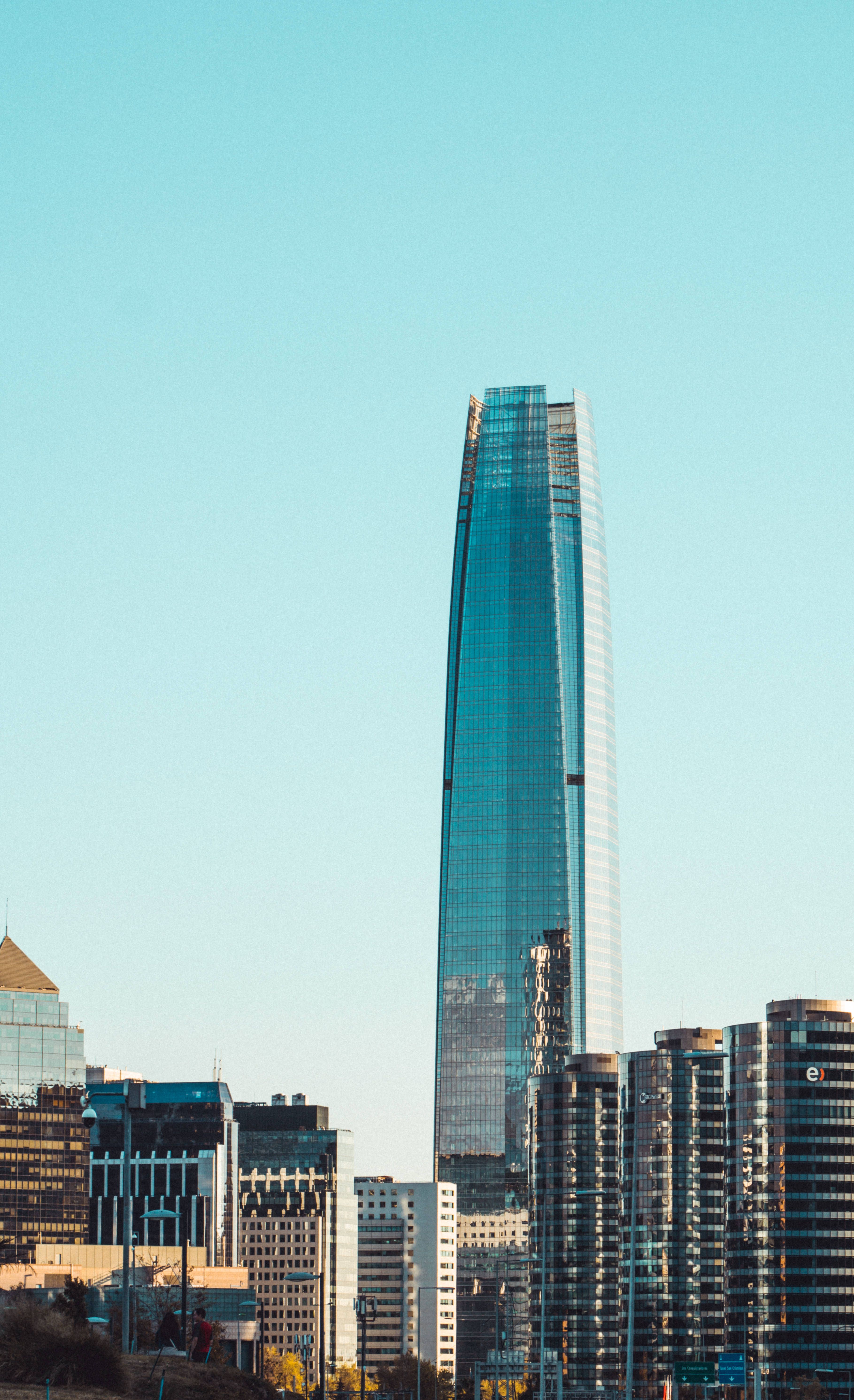 3638x5958 Download Santiago Chile Costanera Center Blue Sky Wallpaper