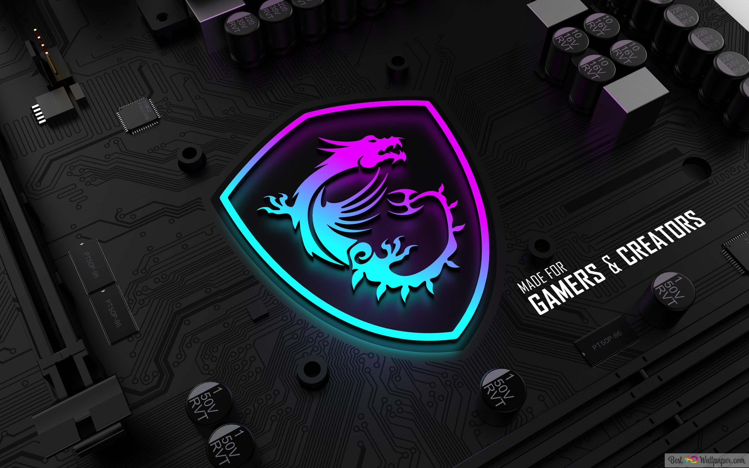 2560x1600 MSI and Pink and Blue Logo 4K wallpaper download