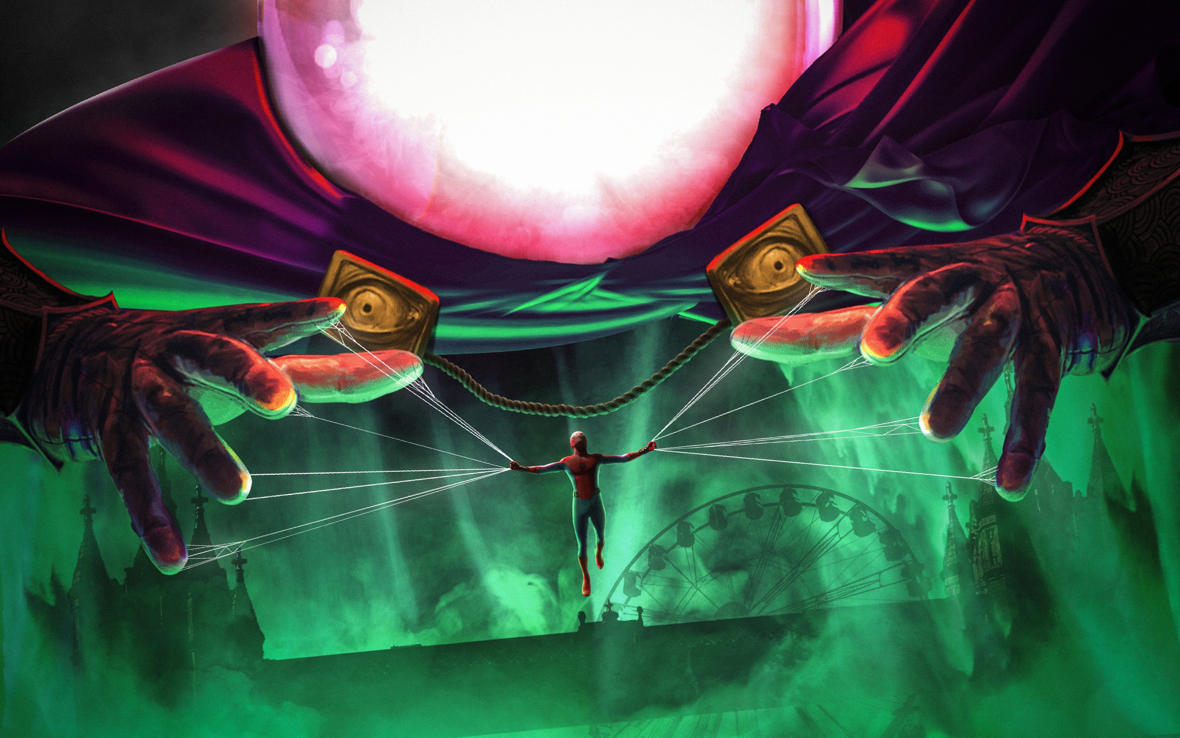 3840x2400 Spider Man And Mysterio Wallpaper 4K for Desktop