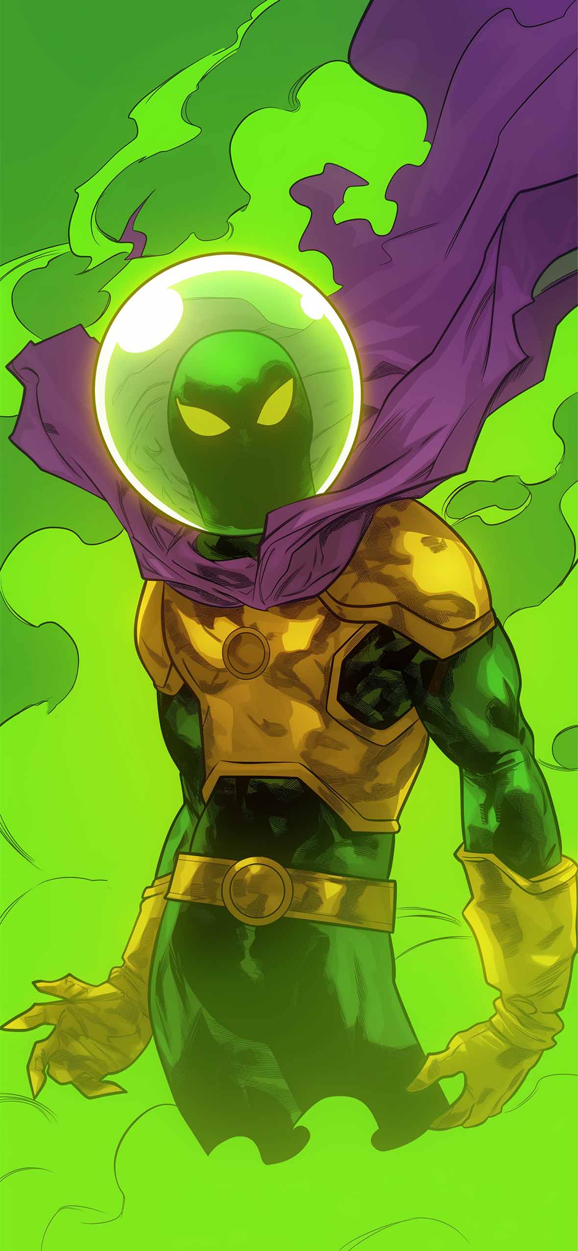 1180x2554 Mysterio Comics Style Smoke Green Effect Wallpaper iPhone HD