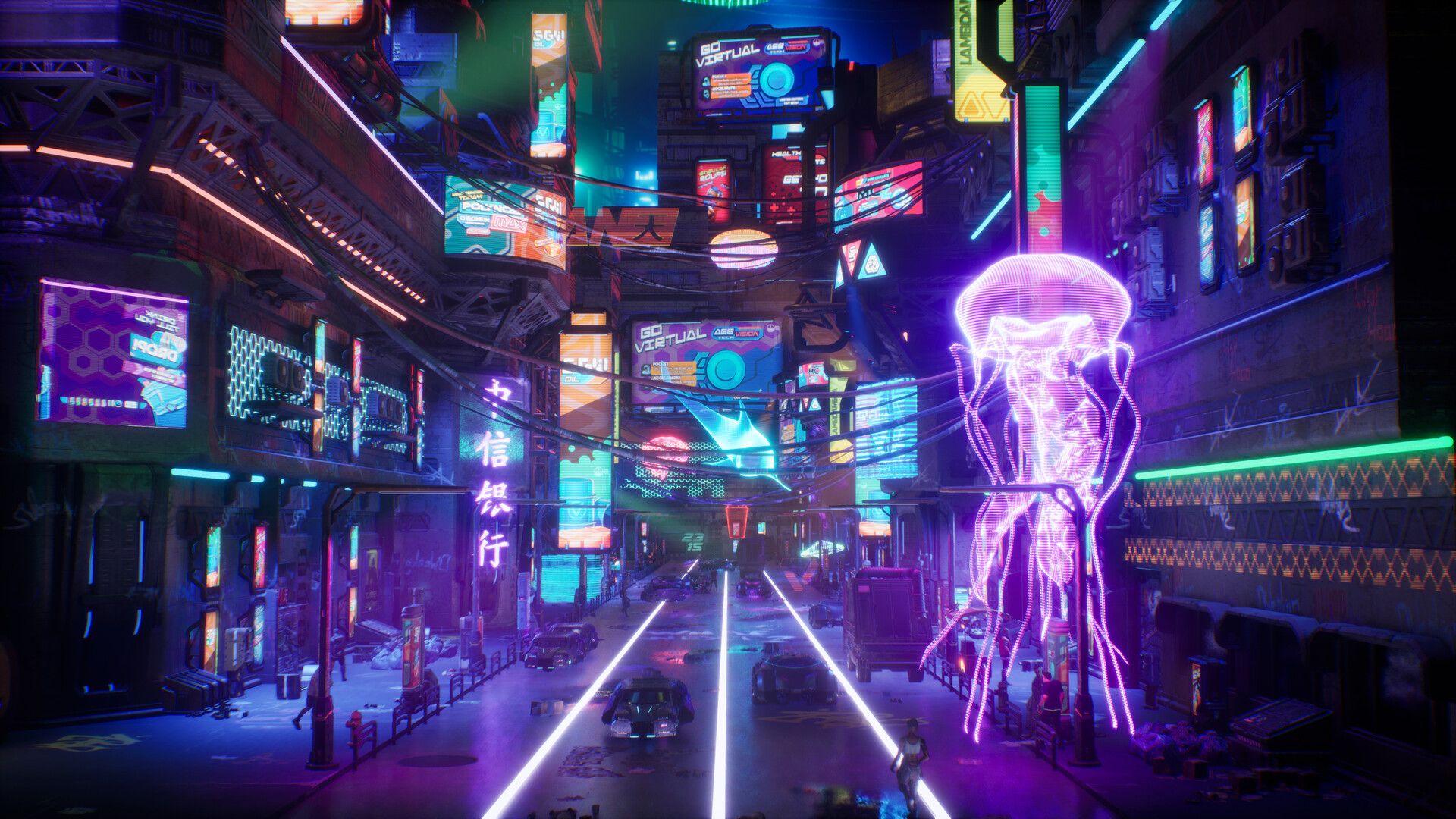 1920x1080 Cyberpunk City Street. Environment Design. Unreal Engine 5