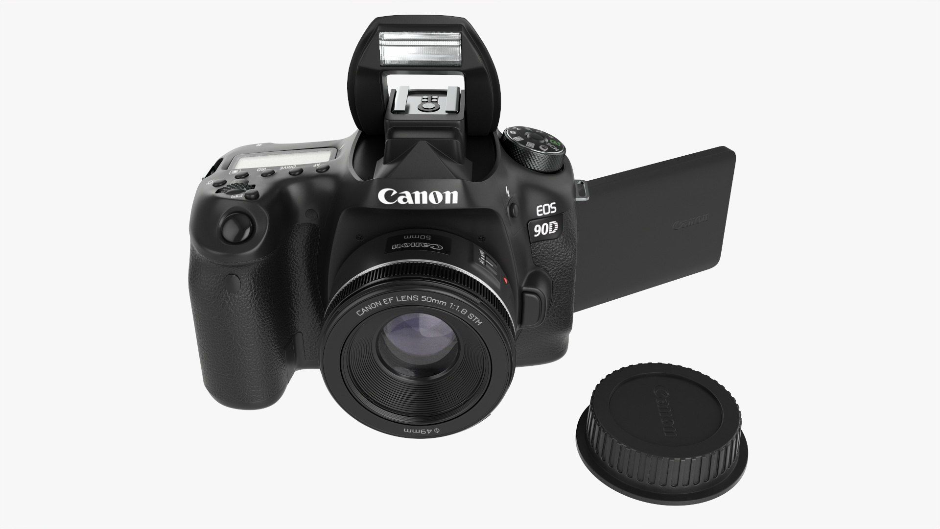 1920x1080 Canon EOS 90D DSLR Camera 50mm F1.8 STM Lens 02 3D Model