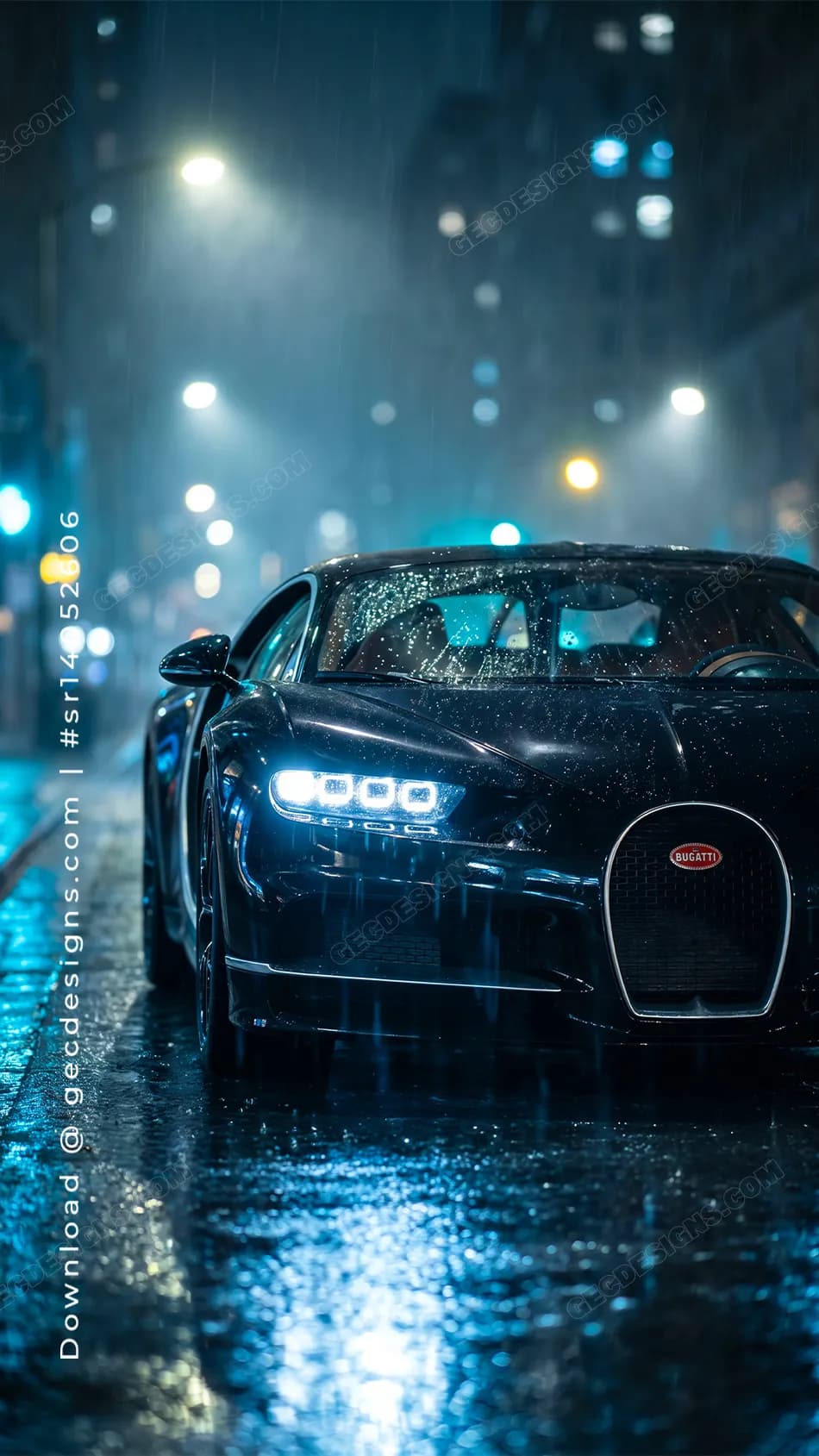 950x1689 Black Bugatti in Rainy Night iPhone Wallpaper: Free & Premium Creative Assets