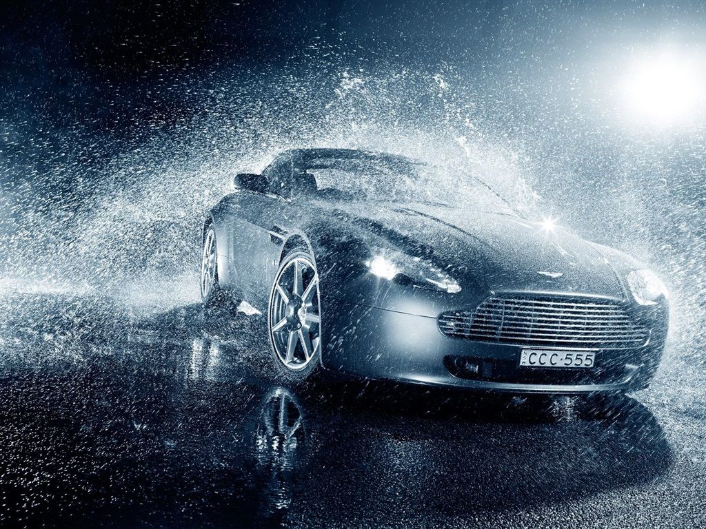 1024x768 Aston Martin V8 Vantage Car In Rain 640x1136 IPhone 5 5S 5C SE Wallpaper, Background, Picture, Image