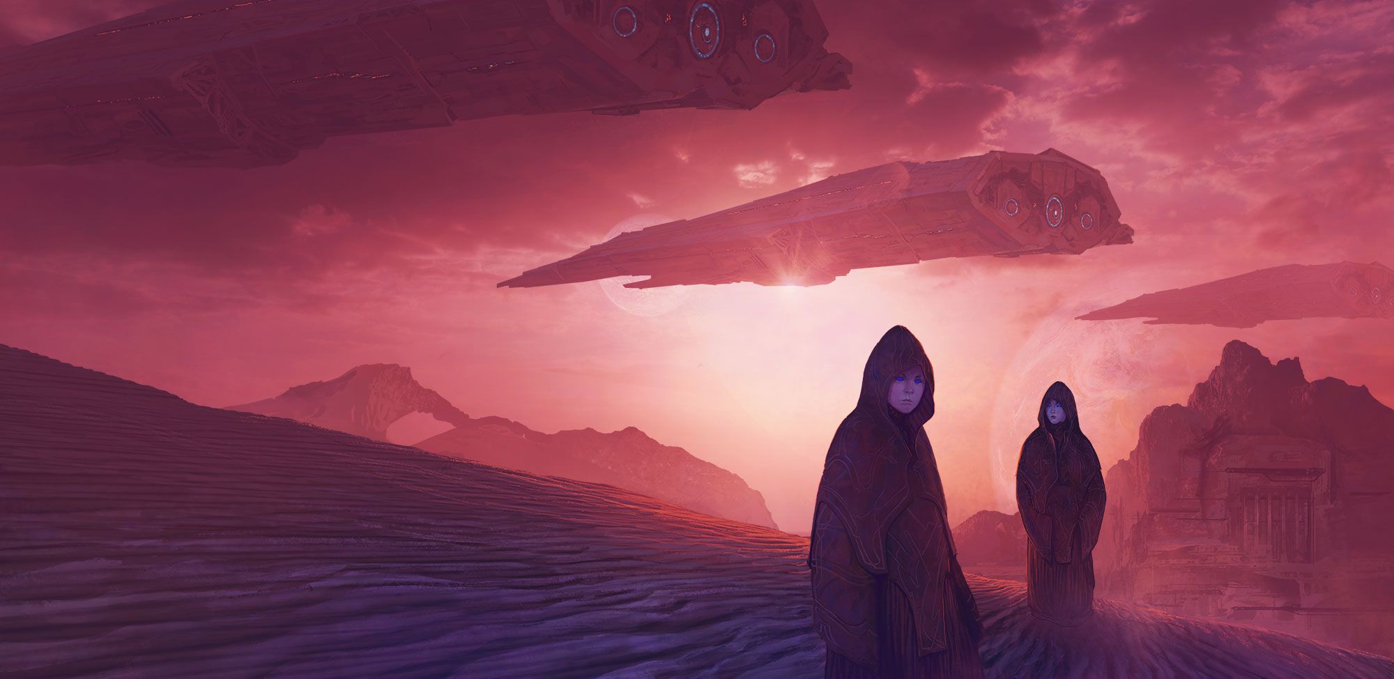 2000x974 Art cover for the brazilian edition of Dune Saga as wallpaper. By Marc Simonetti