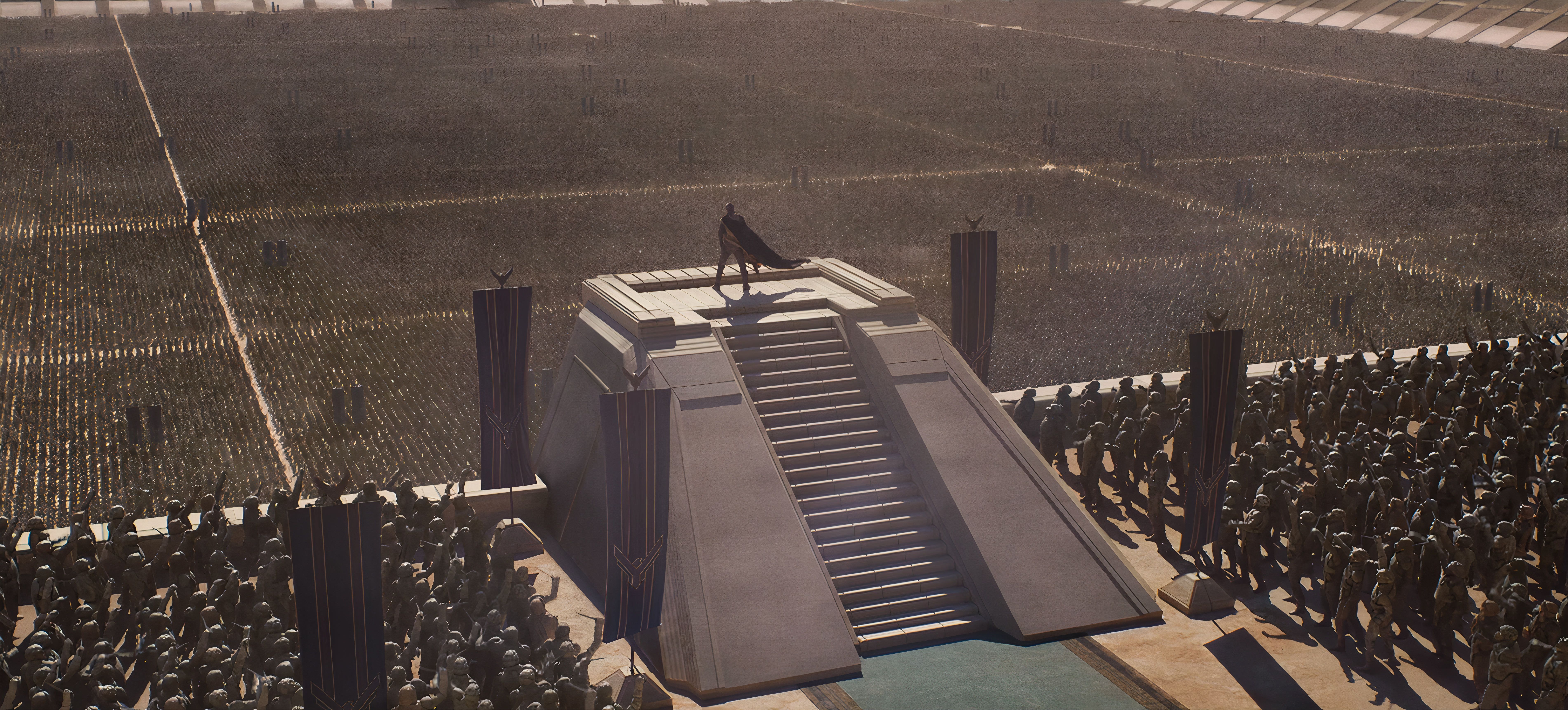 7610x3451 Dune Messiah Omarchy theme: screenshots, palette and install command