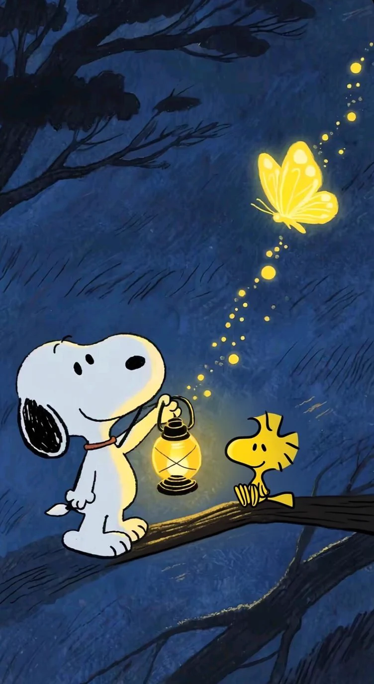 752x1376 Snoopy Wallpaper on X: Snoopy, Woodstock & the Magical Glowing Butterfly / X